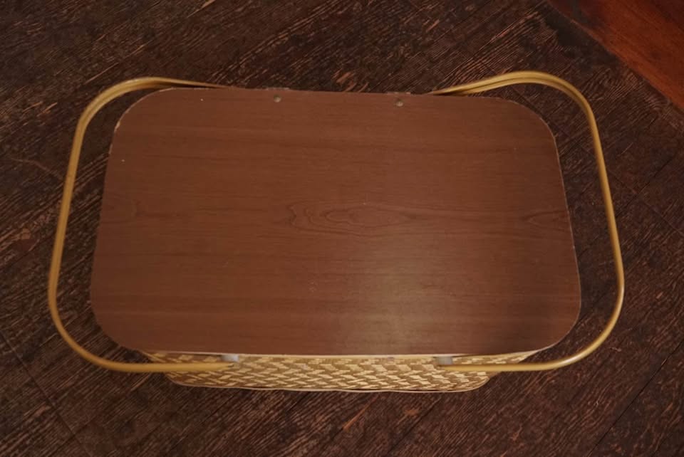 Vintage Tan Brown Redmon Picnic Basket