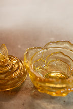 Vintage Yellow Fenton Cabbage Rose & Butterfly Candy Dish