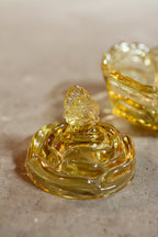 Vintage Yellow Fenton Cabbage Rose & Butterfly Candy Dish