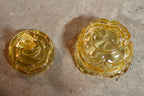 Vintage Yellow Fenton Cabbage Rose & Butterfly Candy Dish