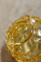 Vintage Yellow Fenton Cabbage Rose & Butterfly Candy Dish