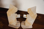 1950s Handcarved Monk Onyx Stone Bookends - Pair