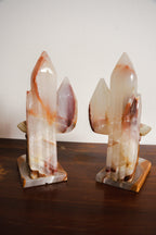 1950s Handcarved Seista Cowboy Cactus Onyx Stone Bookends - Pair