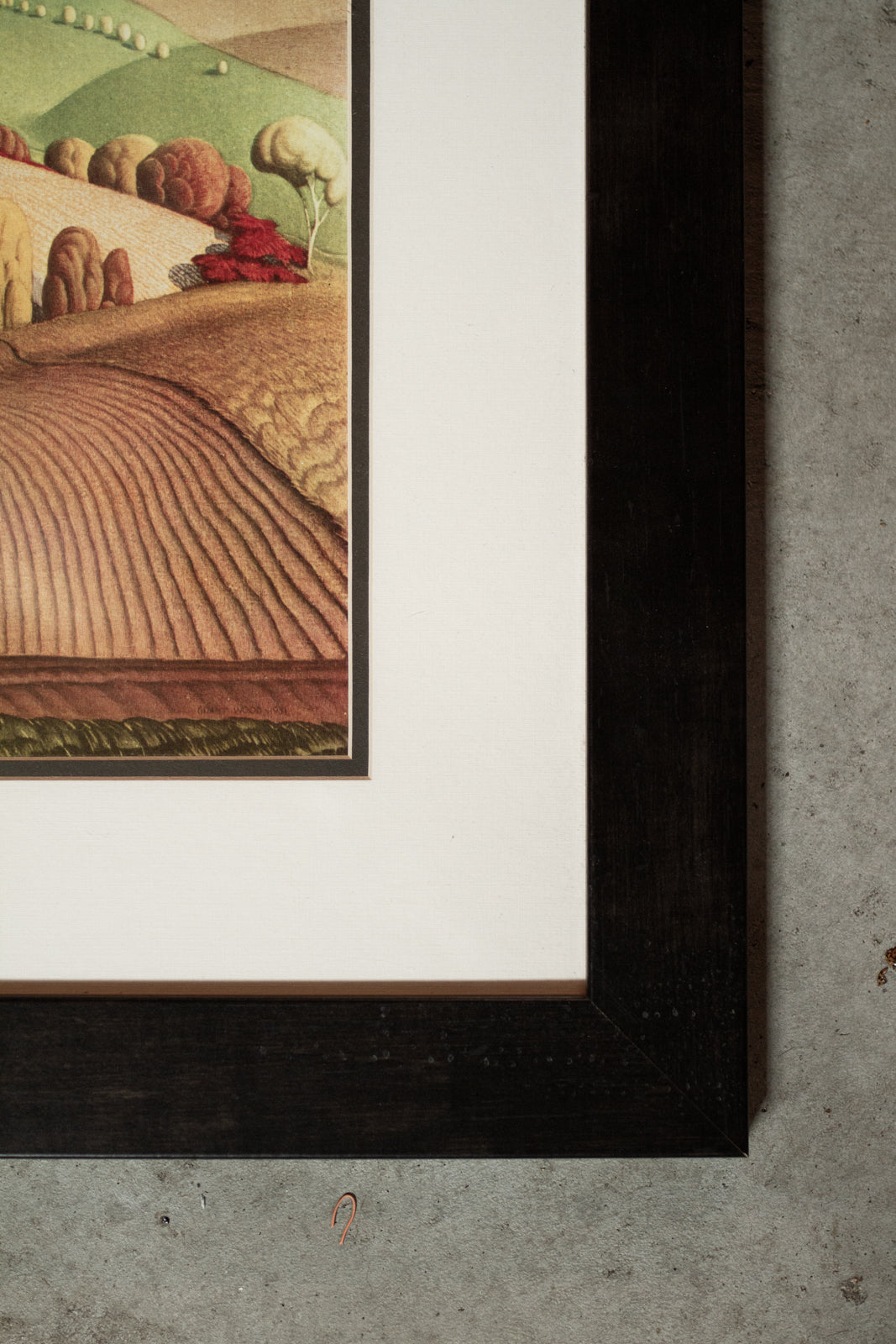 Framed Grant Wood Print "Fall Plowing" Artwork
