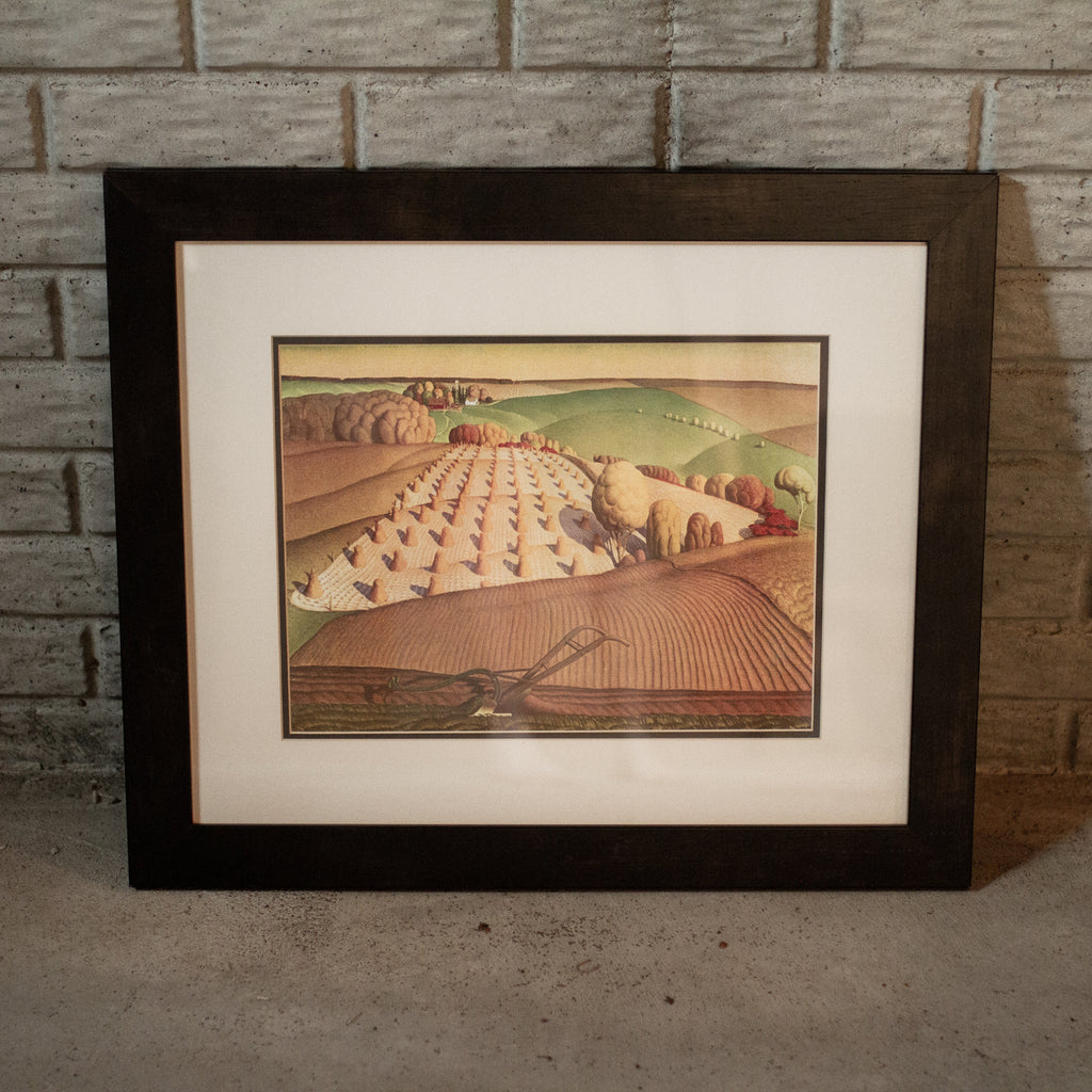 Framed Grant Wood Print "Fall Plowing" Artwork
