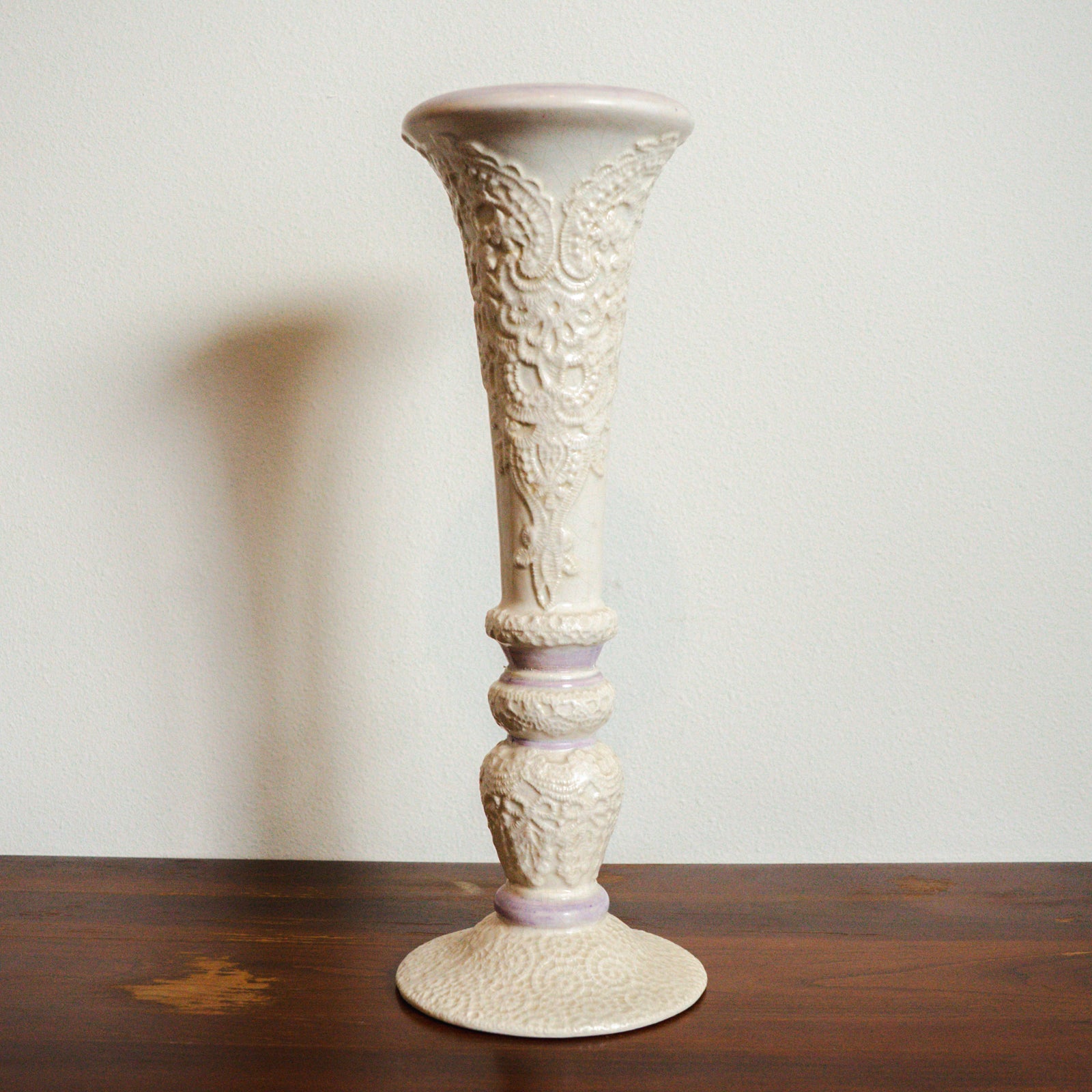 Vintage China Ivory & Lavender Tall Vase