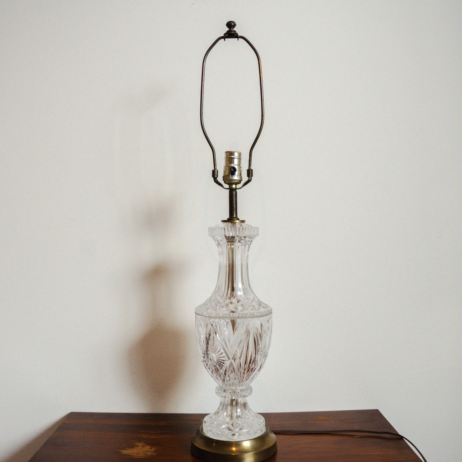 Vintage Lead Crystal & Brass Table Lamp