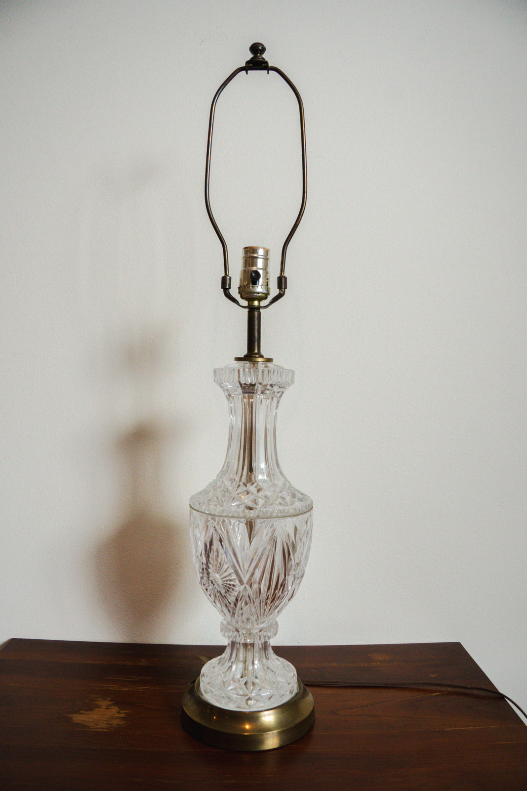 Vintage Lead Crystal & Brass Table Lamp