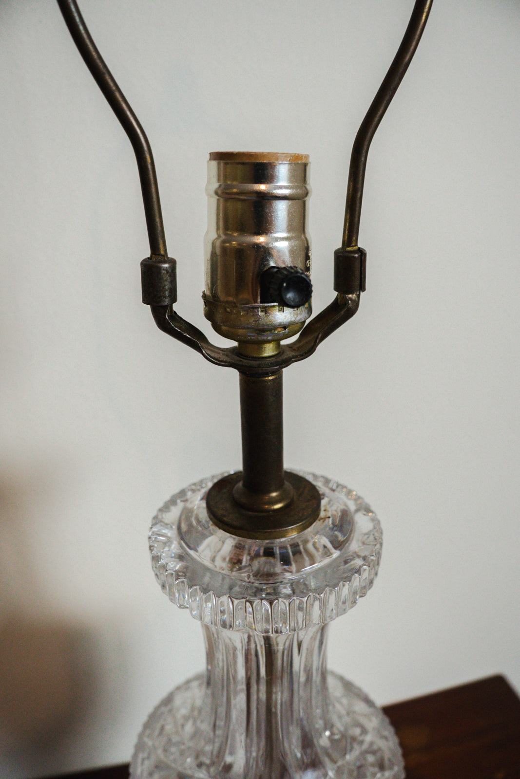 Vintage Lead Crystal & Brass Table Lamp