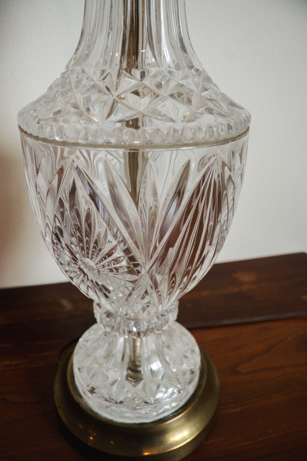 Vintage Lead Crystal & Brass Table Lamp