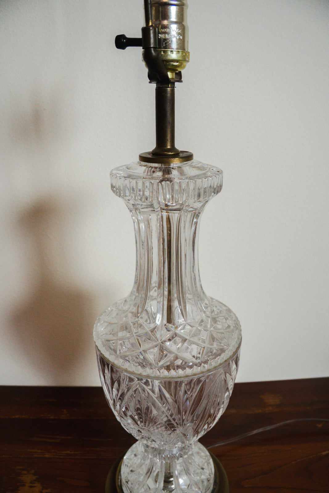 Vintage Lead Crystal & Brass Table Lamp