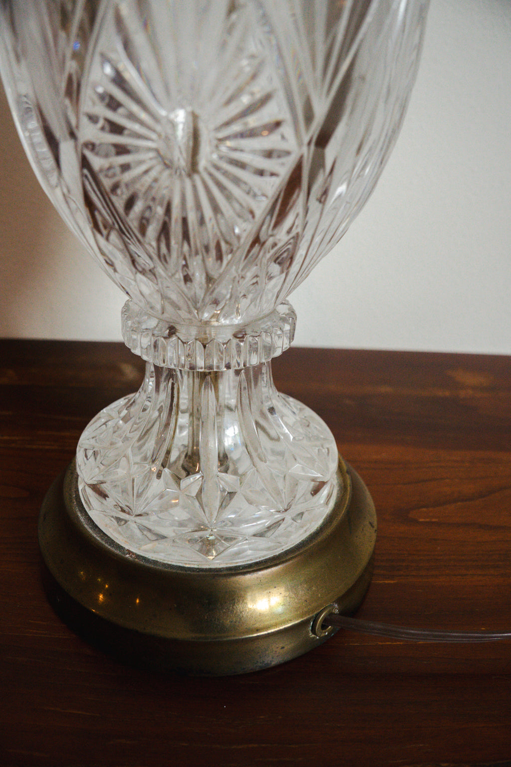 Vintage Lead Crystal & Brass Table Lamp