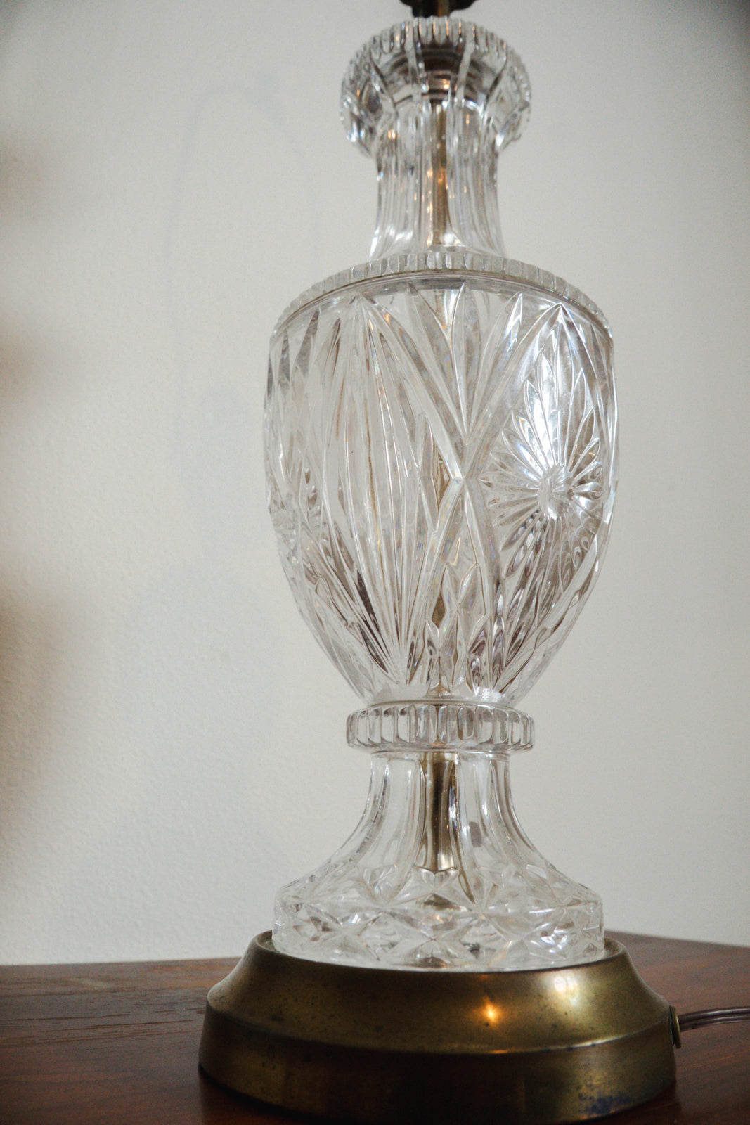 Vintage Lead Crystal & Brass Table Lamp