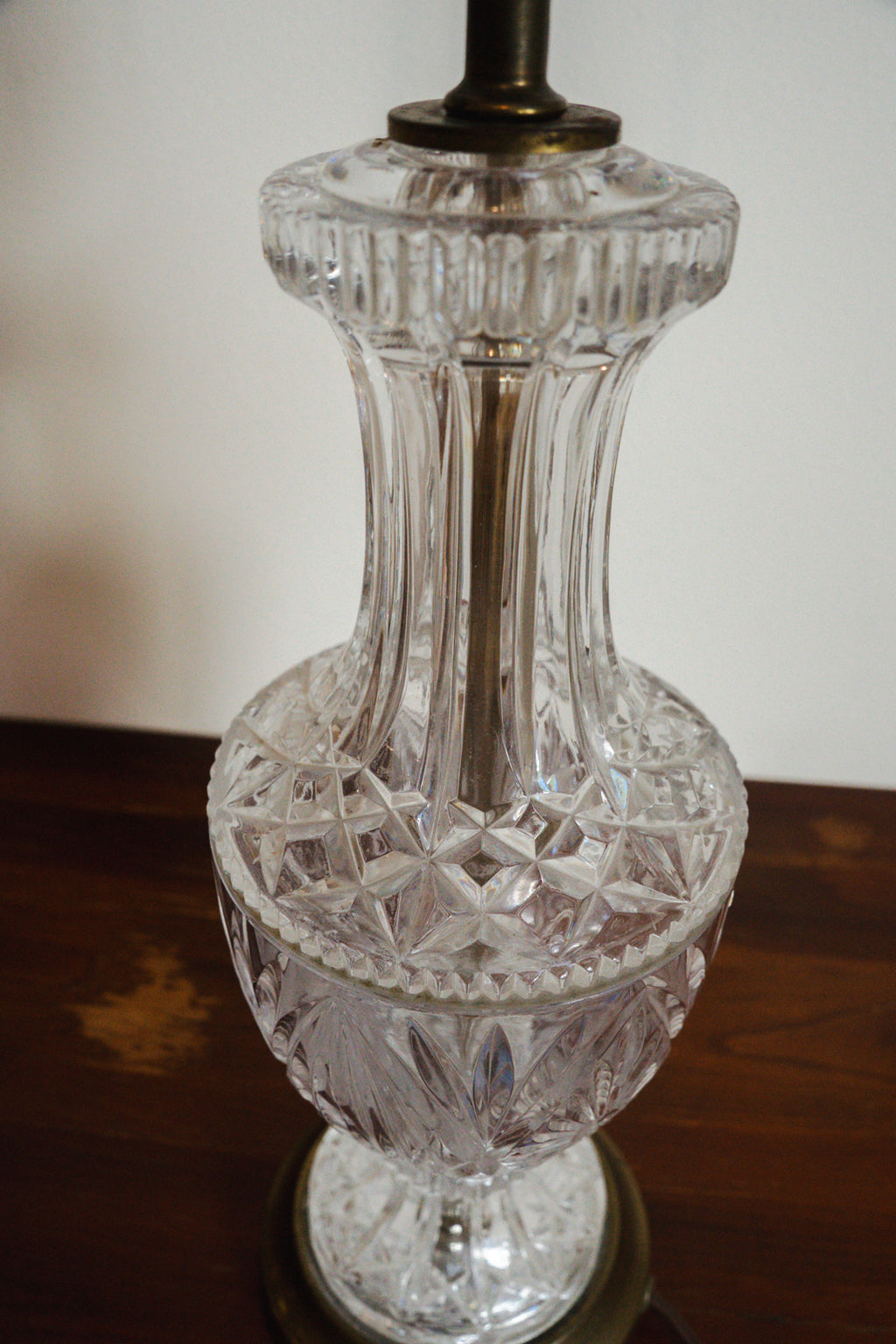 Vintage Lead Crystal & Brass Table Lamp