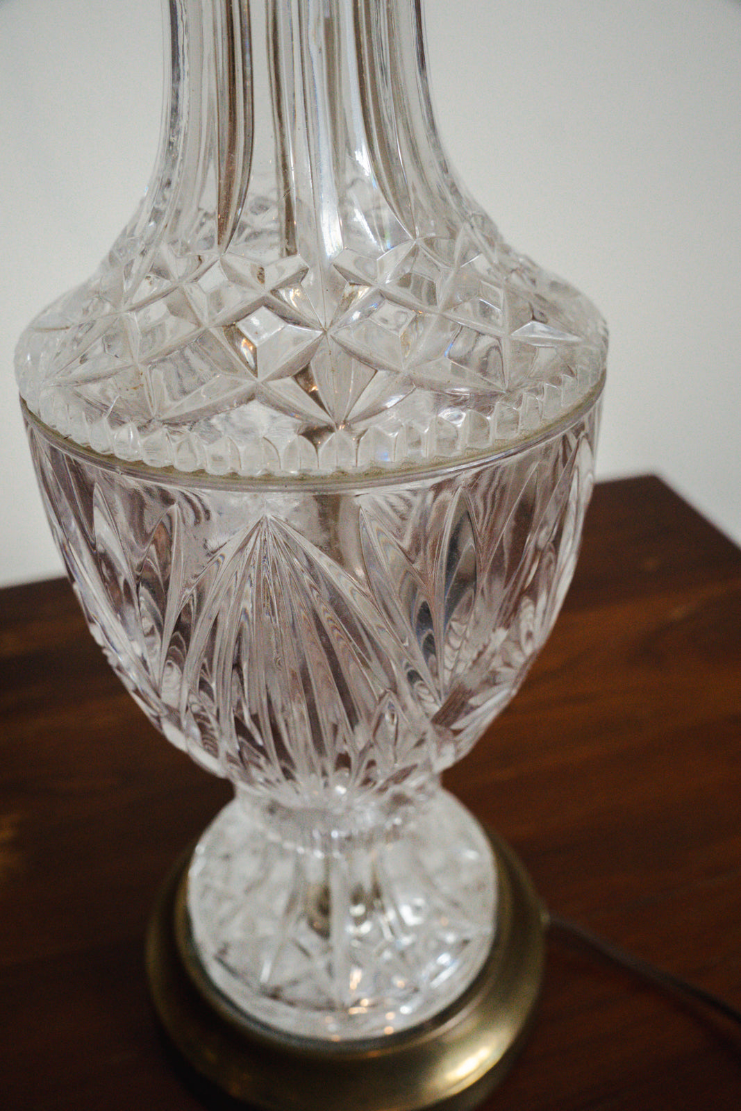 Vintage Lead Crystal & Brass Table Lamp