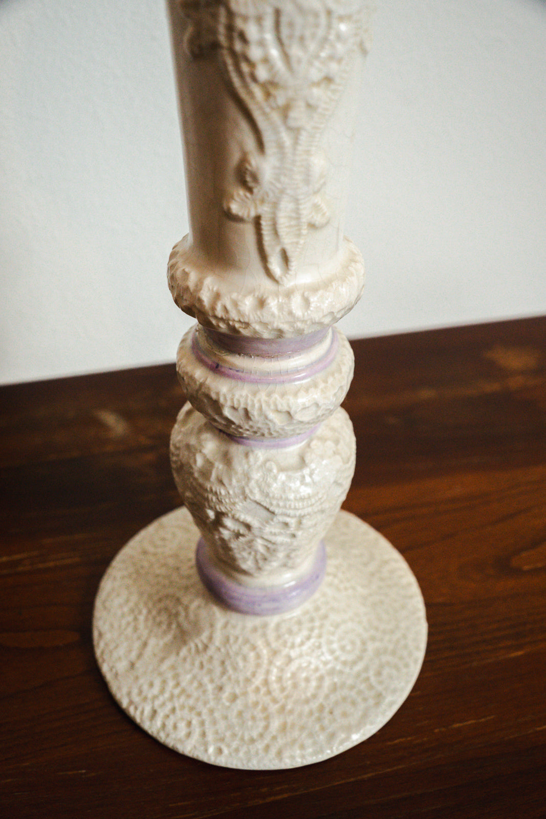 Vintage China Ivory & Lavender Tall Vase