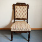 Victorian Wood Floral Print Upholstered Chair