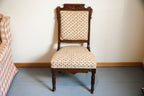 Victorian Wood Floral Print Upholstered Chair
