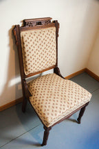 Victorian Wood Floral Print Upholstered Chair