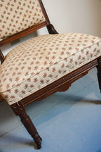 Victorian Wood Floral Print Upholstered Chair