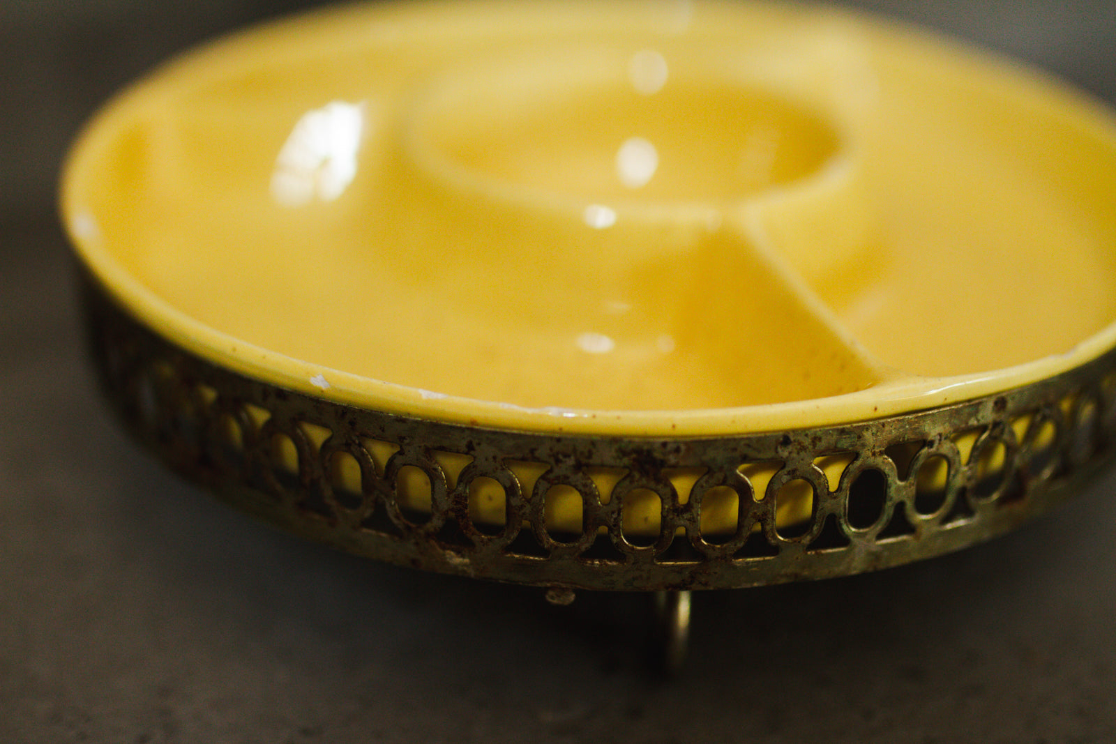 Vintage Speckled Yellow Don Jay California Pottery Lazy Susan California USA