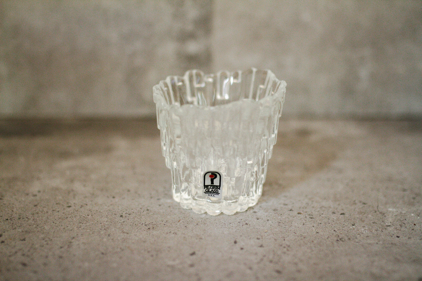 Pilgrim Clear Glass Textured Votive Tea Light Candle Holder with Sticker