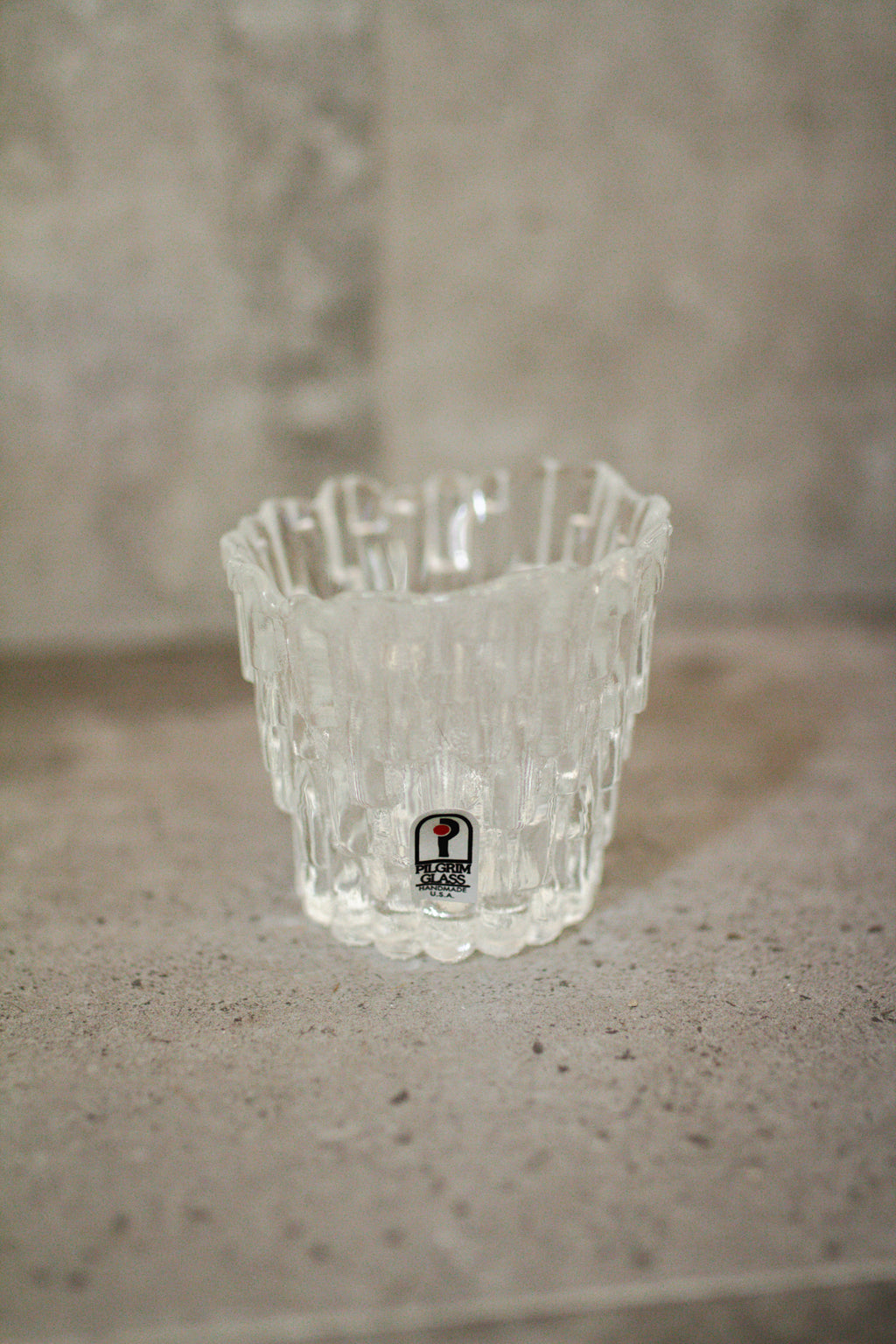 Pilgrim Clear Glass Textured Votive Tea Light Candle Holder with Sticker