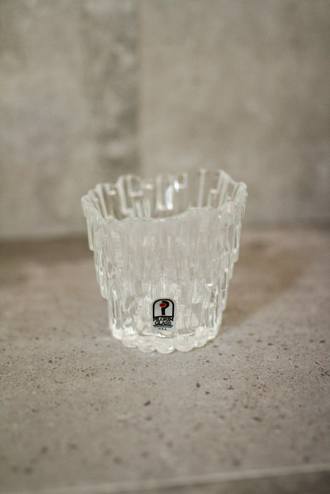 Pilgrim Clear Glass Textured Votive Tea Light Candle Holder with Sticker