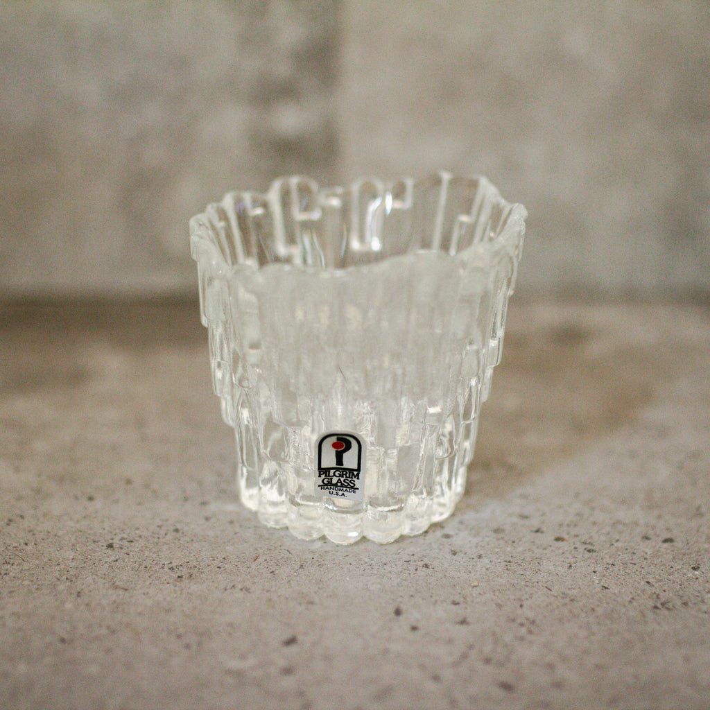 Pilgrim Clear Glass Textured Votive Tea Light Candle Holder with Sticker