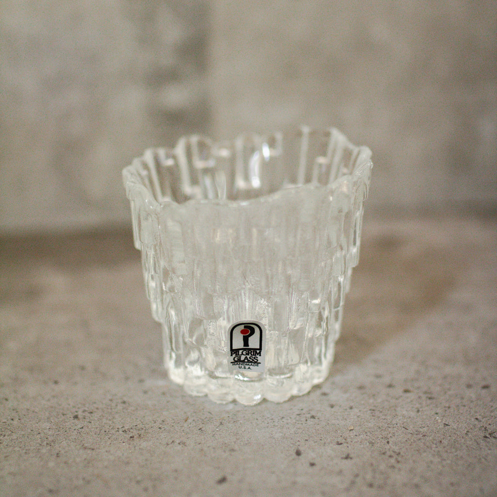 Pilgrim Clear Glass Textured Votive Tea Light Candle Holder with Sticker