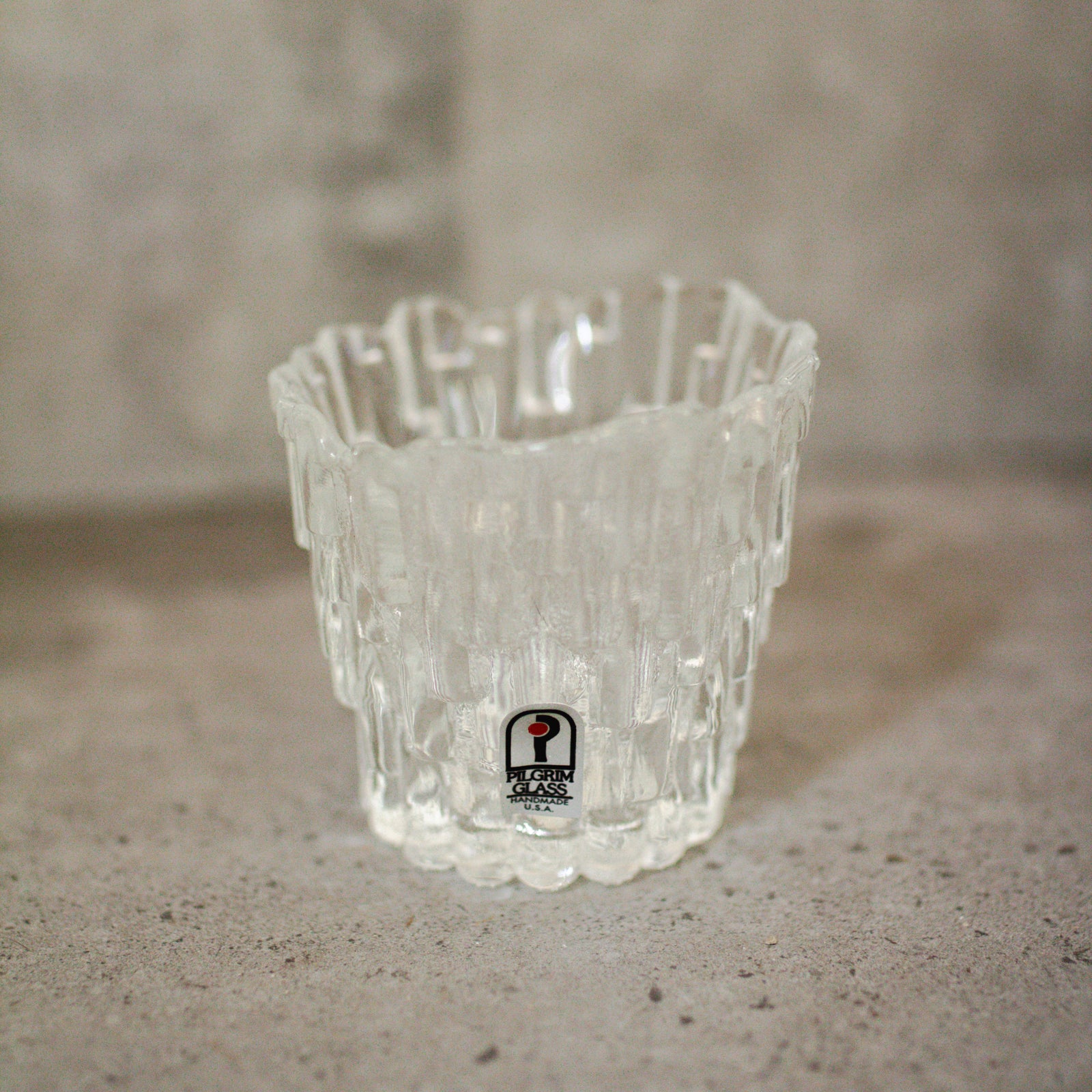 Pilgrim Clear Glass Textured Votive Tea Light Candle Holder with Sticker