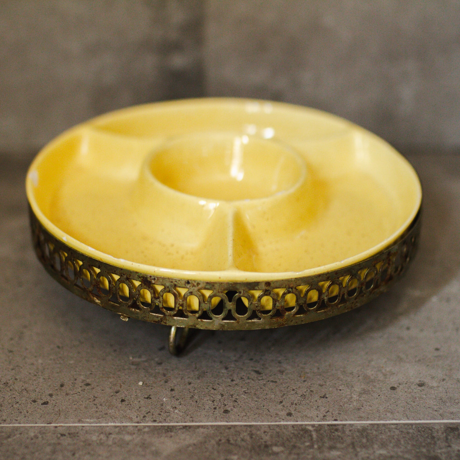 Vintage Speckled Yellow Don Jay California Pottery Lazy Susan California USA