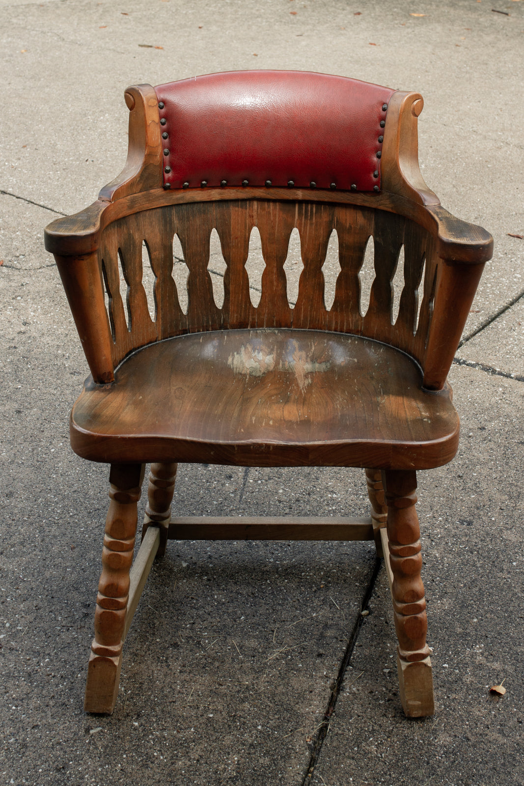 Vintage Romweber Viking Oak & Vinyl Top Poker Table Chair from St. Thomas More Center