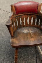 Vintage Romweber Viking Oak & Vinyl Top Poker Table Chair from St. Thomas More Center