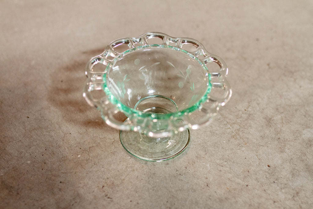Vintage Anchor Hocking Old Colony Open Lace Mayonnaise Bowl/Compote/Candy Dish