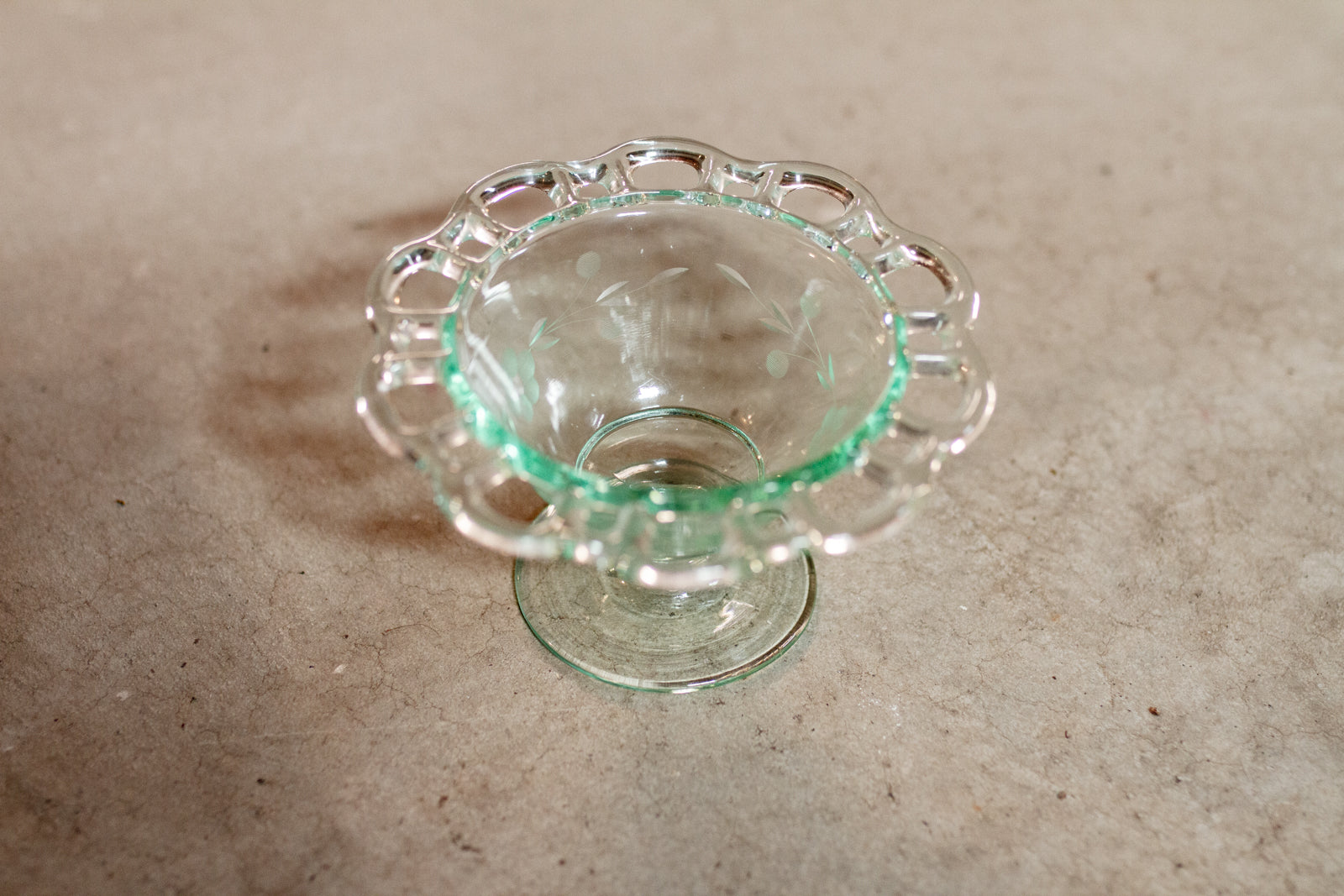 Vintage Anchor Hocking Old Colony Open Lace Mayonnaise Bowl/Compote/Candy Dish