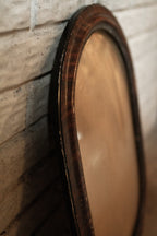 Antique Dome Bubble Glass Picture Frame Convex Painted Wood Grain