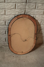 Antique Dome Bubble Glass Picture Frame Convex Painted Wood Grain
