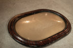 Antique Dome Bubble Glass Picture Frame Convex Painted Wood Grain