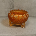 Antique 1920's Fenton Marigold Flower Carnival Glass Three Toed Rose Bowl