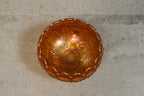 Antique 1920's Fenton Marigold Flower Carnival Glass Three Toed Rose Bowl